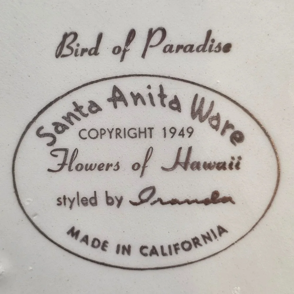 Santa Anita Ware Bird Of Paradise Flowers Of Hawaii Chop Plate & Vegetable Bowl - Picture 11 of 11